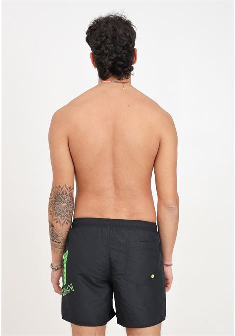 Shorts mare neri da uomo con maxi logo AVS EA7 | Beachwear | 9020004R73600120