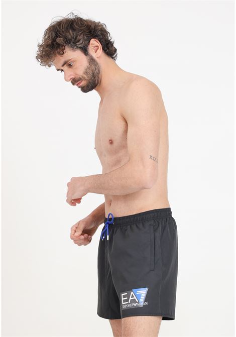 Black men's swim shorts with logo print EA7 | Beachwear | 9020004R73900020