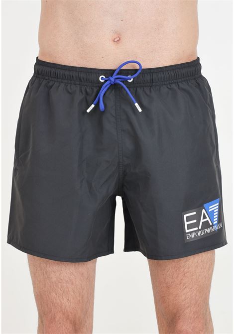 Black men's swim shorts with logo print EA7 | 9020004R73900020