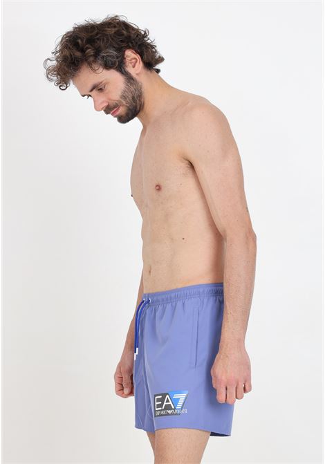 Shorts mare da uomo viola con stampa logo EA7 | Beachwear | 9020004R73934333
