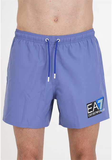 Shorts mare da uomo viola con stampa logo EA7 | Beachwear | 9020004R73934333