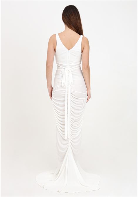 Women's white red carpet draped dress with piercing ELISABETTA FRANCHI | Dresses | AB59042E2360
