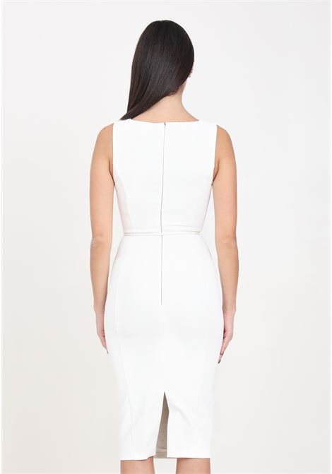 White midi women's dress in technical fabric with belt and cut out ELISABETTA FRANCHI | Dresses | AB60742E2360