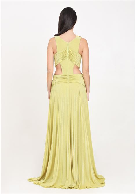 Cedar-colored women's red carpet dress in pleated lurex jersey with embroidery ELISABETTA FRANCHI | AB62142E2271