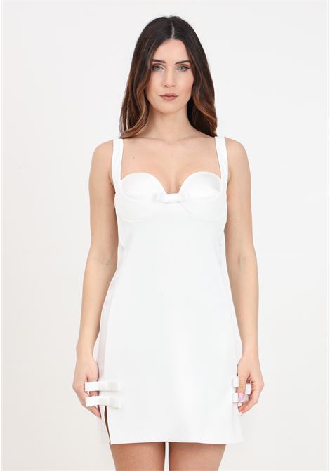 White crepe women's minidress with bows ELISABETTA FRANCHI | AB65042E2360