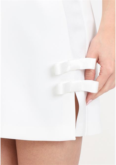 White crepe women's minidress with bows ELISABETTA FRANCHI | AB65042E2360
