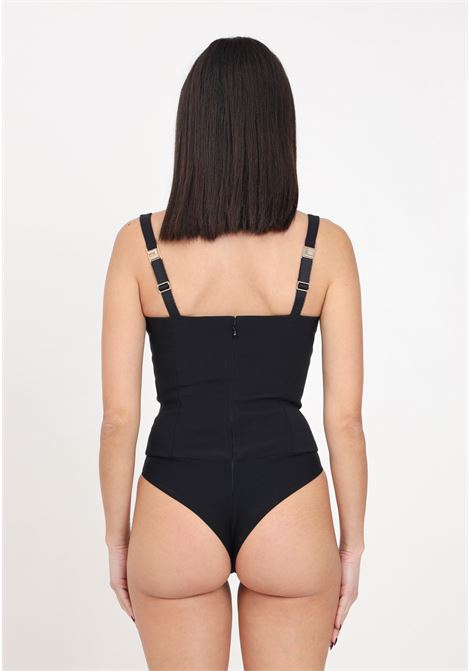 Black crepe women's bodysuit with satin bows ELISABETTA FRANCHI | Body | BO01242E2110