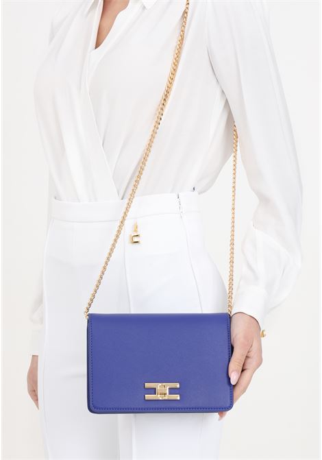 Borsa da donna blu indaco logo gioiello dorato ELISABETTA FRANCHI | Borse | BS03A41E2828