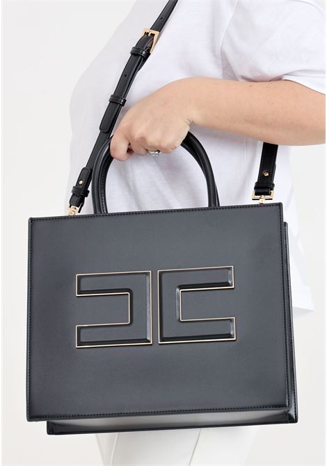 Black women's bag with logo plaque ELISABETTA FRANCHI | BS16A42E2110