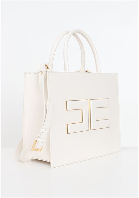 Butter-colored women's bag with logo plaque ELISABETTA FRANCHI | BS16A42E2193