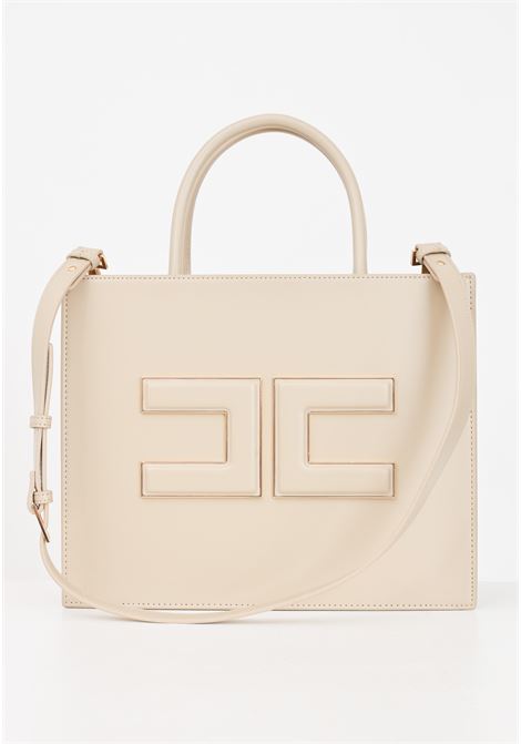 Sand-colored women's bag with logo plaque ELISABETTA FRANCHI | Bags | BS16A42E2784