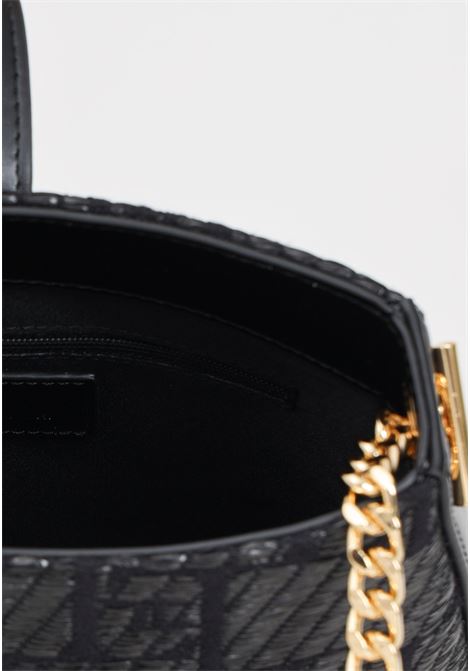 Black women's shoulder bag in jacquard raffia ELISABETTA FRANCHI | BS35A42E2110