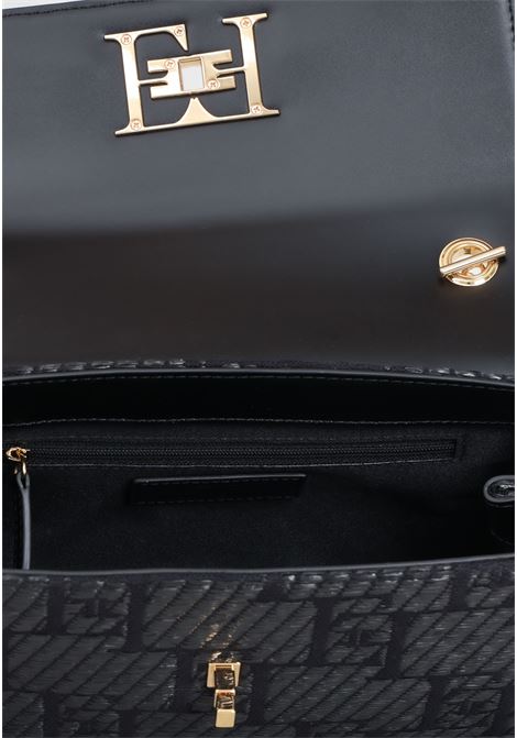 Black women's shoulder bag in jacquard raffia ELISABETTA FRANCHI | BS36A42E2110