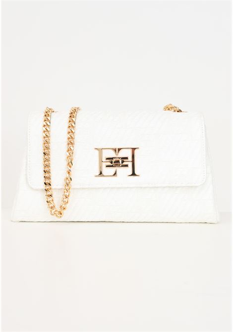 White women's shoulder bag in jacquard raffia ELISABETTA FRANCHI | Bags | BS36A42E2360