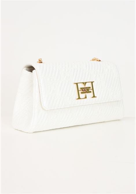 White women's shoulder bag in jacquard raffia ELISABETTA FRANCHI | Bags | BS36A42E2360