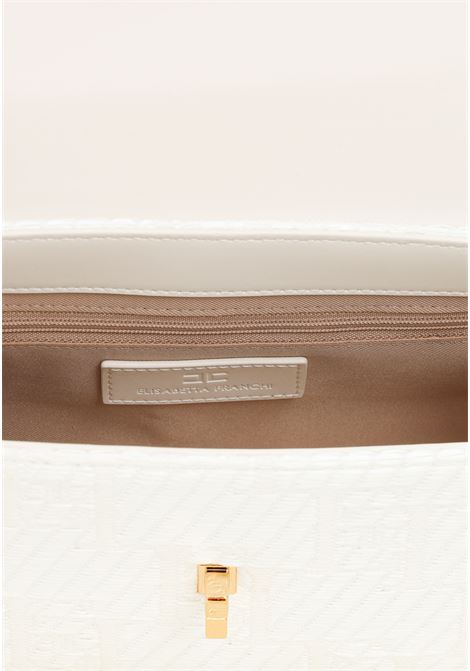 White women's shoulder bag in jacquard raffia ELISABETTA FRANCHI | BS36A42E2360