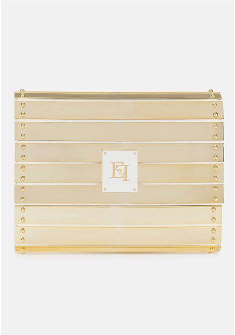 White and gold women's bag with mirror effect metal inserts ELISABETTA FRANCHI | Bags | BS57A42E2360