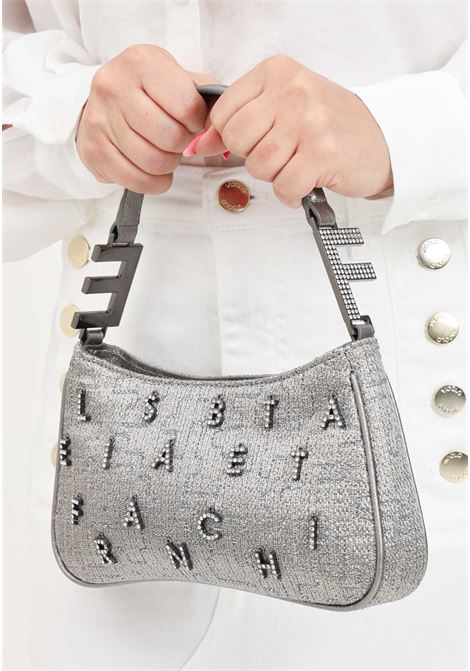 Women's lead handbag in lurex tweed with rhinestone lettering ELISABETTA FRANCHI | BS61A42E2400