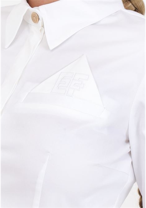 White women's shirt with golden buttons on the cuffs ELISABETTA FRANCHI | Shirt | CA01941E2100