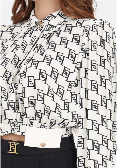 Camicia da donna burro/nera in georgette cropped shirt ELISABETTA FRANCHI | Camicie | CAS2541E2E84