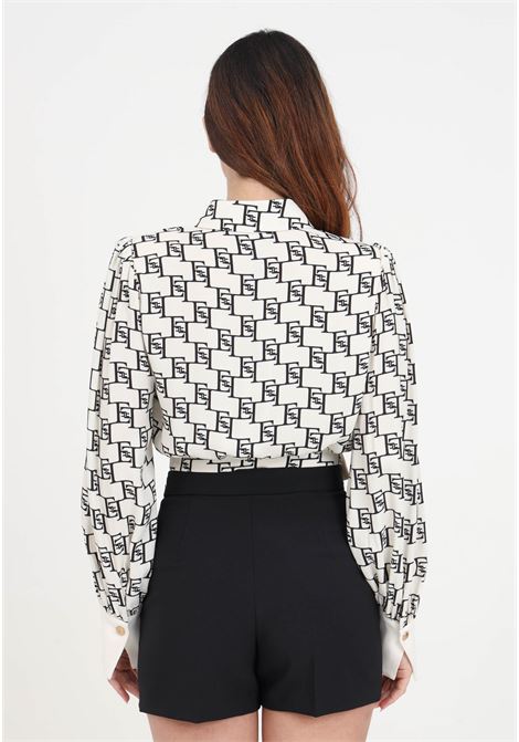 Women's butter/black georgette cropped shirt ELISABETTA FRANCHI | Shirt | CAS2541E2E84