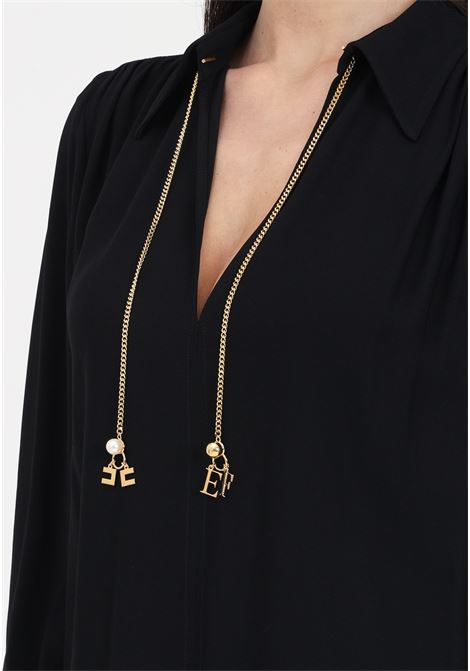 Black women's shirt with golden chain and charms ELISABETTA FRANCHI | Shirt | CAT3041E2110