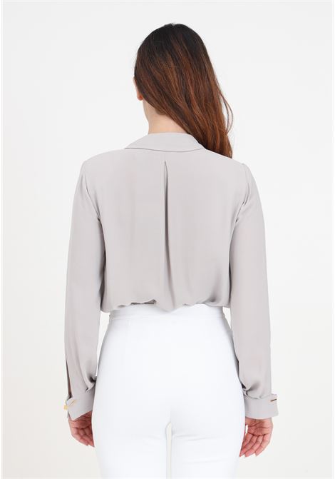 Pearl gray women's body shirt crossed with cufflinks ELISABETTA FRANCHI | Shirt | CB00341E2155