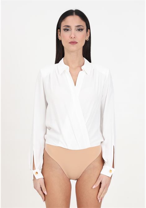 Camicia body da donna bianca incrociata con gemelli ELISABETTA FRANCHI | Camicie | CB00341E2360