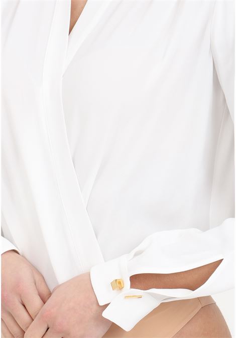 Camicia body da donna bianca incrociata con gemelli ELISABETTA FRANCHI | Camicie | CB00341E2360