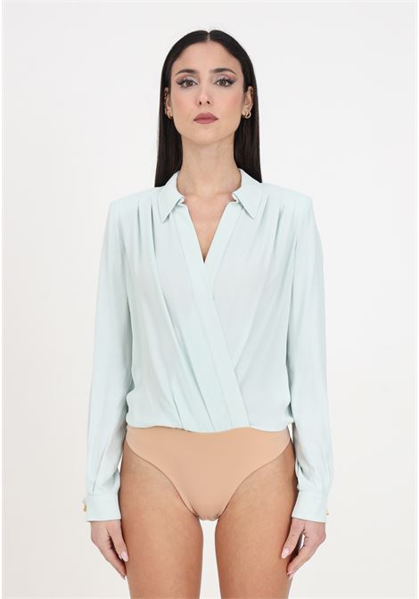 Camicia body da donna verde acqua incrociata con gemelli ELISABETTA FRANCHI | Camicie | CB00341E2BV9