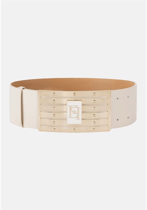 High butter-colored women's belt in synthetic material with buckle ELISABETTA FRANCHI | CT34S42E2193