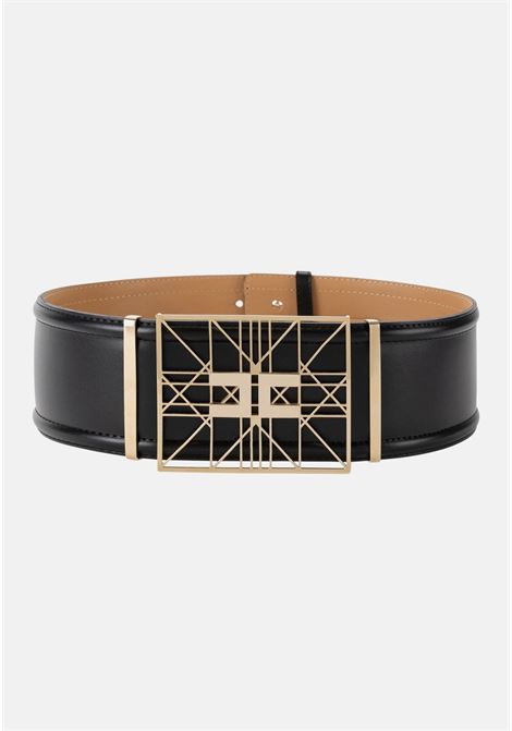 High black women's belt in synthetic material with buckle ELISABETTA FRANCHI | Belts | CT35S42E2110
