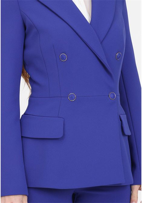 Blazer da donna blue indaco doppiopetto con bottoni ELISABETTA FRANCHI | Giacche | GI07341E2828