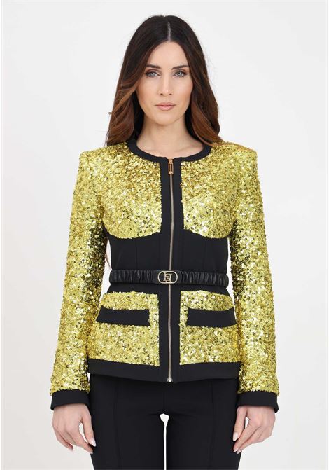 Cedar and black sequin women's jacket with bodice ELISABETTA FRANCHI | Blazer | GI09342E2766