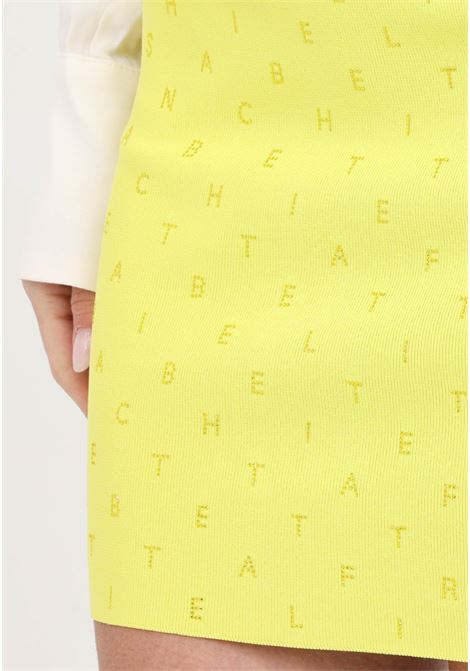 Cedar-colored viscose miniskirt with rhinestone lettering ELISABETTA FRANCHI | Skirts | GK90B42E2271