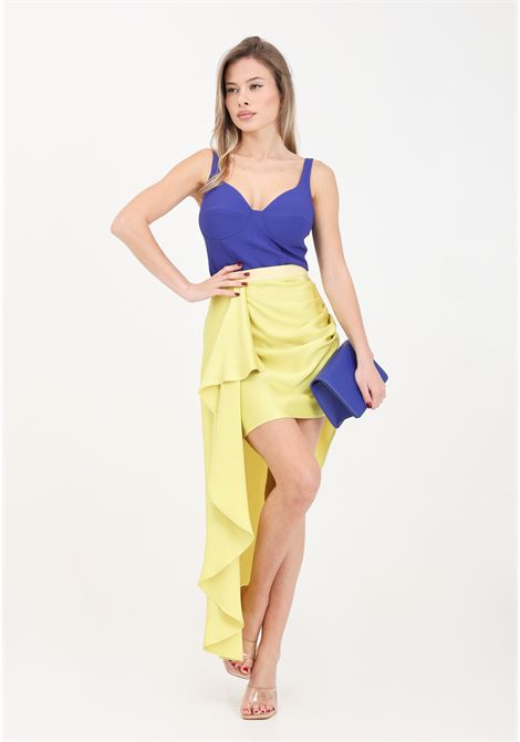 Women's cedar-colored crêpe miniskirt with draping ELISABETTA FRANCHI | Skirts | GO00942E2271