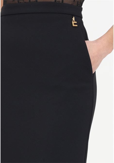 Black women's skirt with golden metal charm ELISABETTA FRANCHI | GO01041E2110