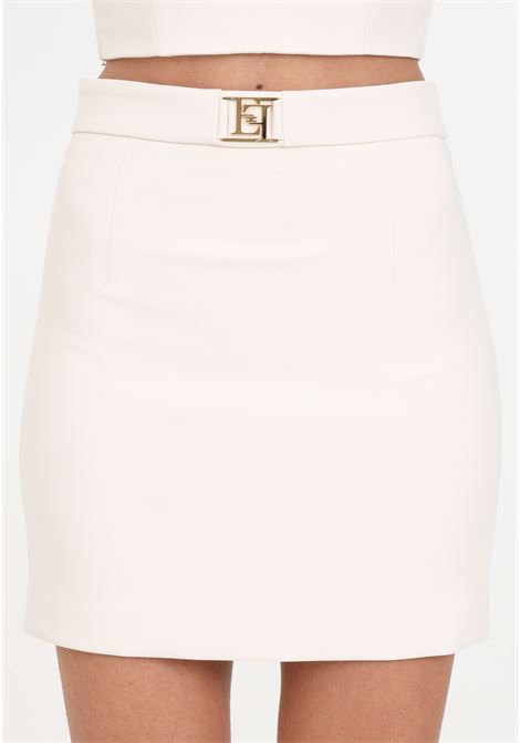Butter women's skirt with golden metal logo ELISABETTA FRANCHI | Skirts | GOT0341E2193