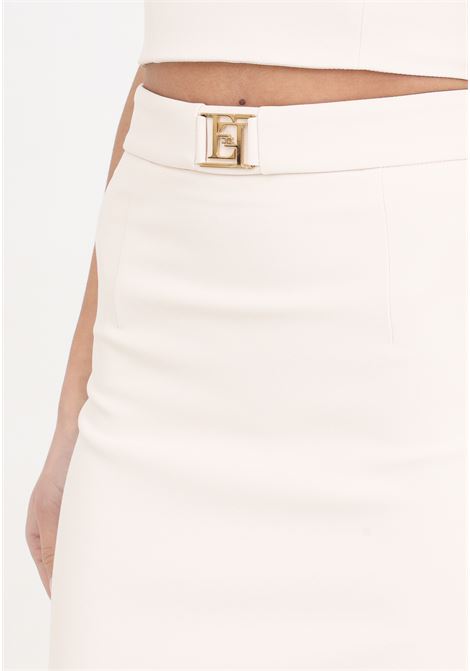 Butter women's skirt with golden metal logo ELISABETTA FRANCHI | GOT0341E2193