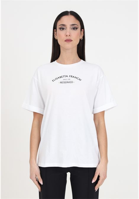 T-shirt da donna bianca con logo sul davanti ELISABETTA FRANCHI | T-shirt | MA02341E2270