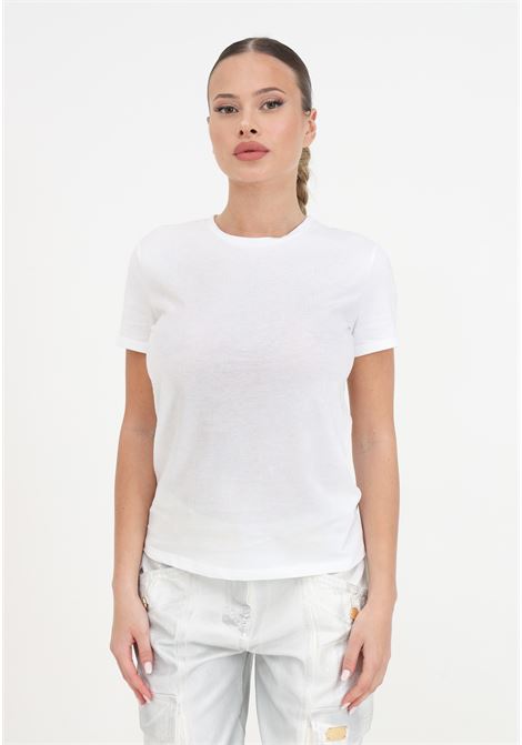 T-shirt da donna bianca con logo strass ELISABETTA FRANCHI | T-shirt | MA02641E2270