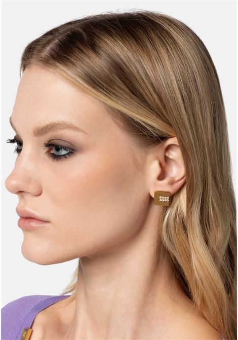 Yellow gold women's stud earrings with set stones ELISABETTA FRANCHI | Bijoux | OR39K41E2U95