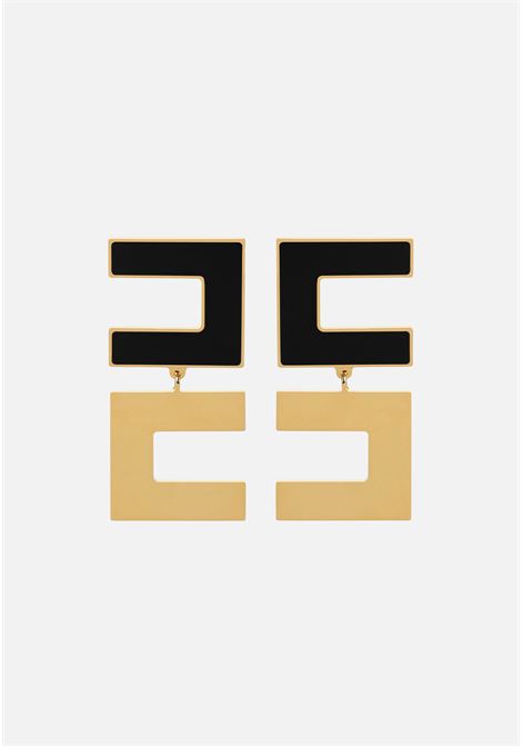 Orecchini doppio logo smaltati nero ELISABETTA FRANCHI | Bijoux | OR57A42E2110