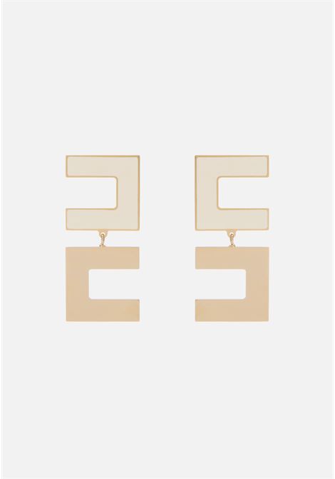 Orecchini doppio logo smaltati burro ELISABETTA FRANCHI | Bijoux | OR57A42E2193