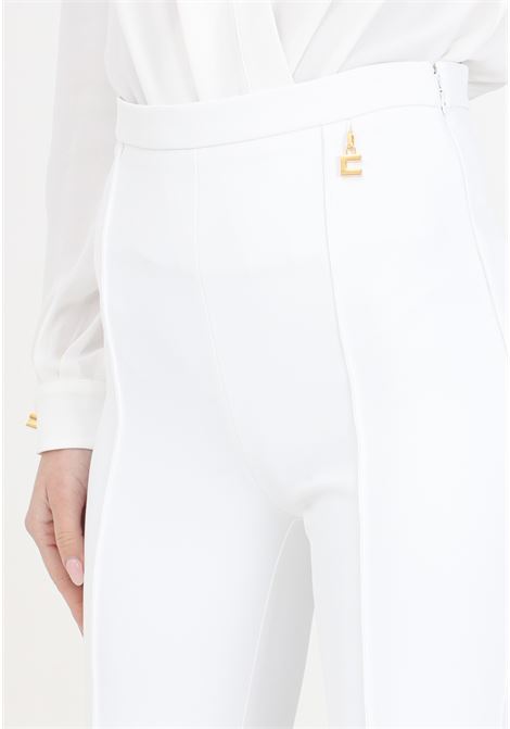 Women's white flared trousers ELISABETTA FRANCHI | Pants | PA02441E2360