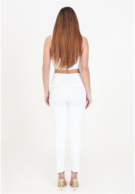 White women's trousers with metal detail and logo ELISABETTA FRANCHI | Pants | PA02741E2360