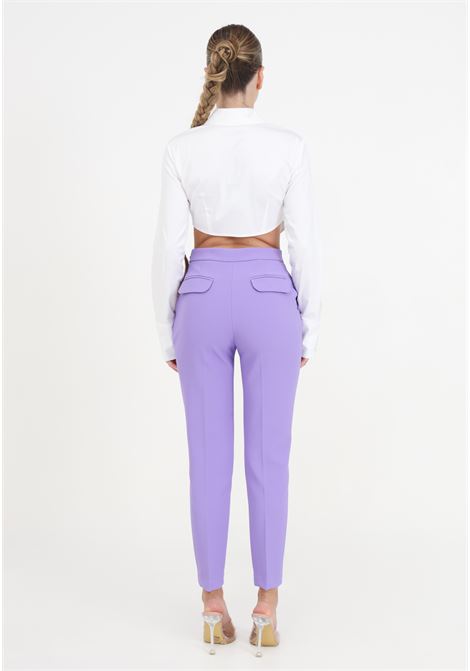 Purple women's trousers with metal detail and logo ELISABETTA FRANCHI | Pants | PA02741E2AS6
