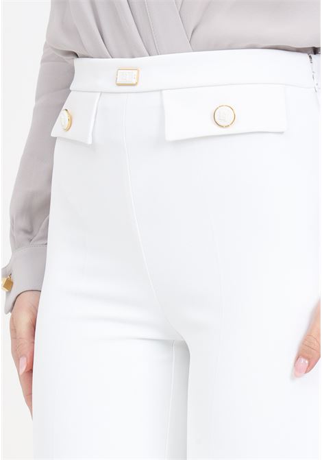 White women's trousers with logo buttons ELISABETTA FRANCHI | Pants | PA02841E2360