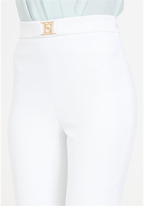 Pantaloni da donna bianco con logo dorato ELISABETTA FRANCHI | Pantaloni | PAT1441E2360