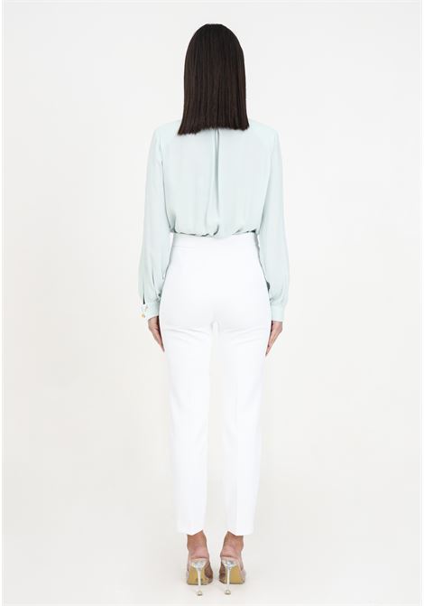 White women's trousers with golden logo ELISABETTA FRANCHI | PAT1441E2360